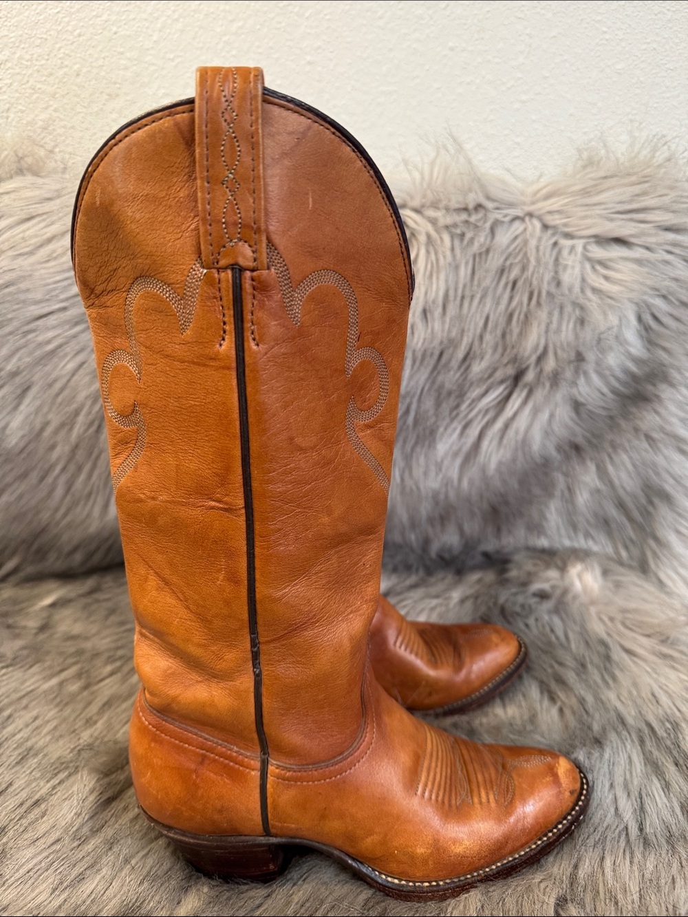 J. Chisholm Women's Rustic Cognac Western Boots Size 5